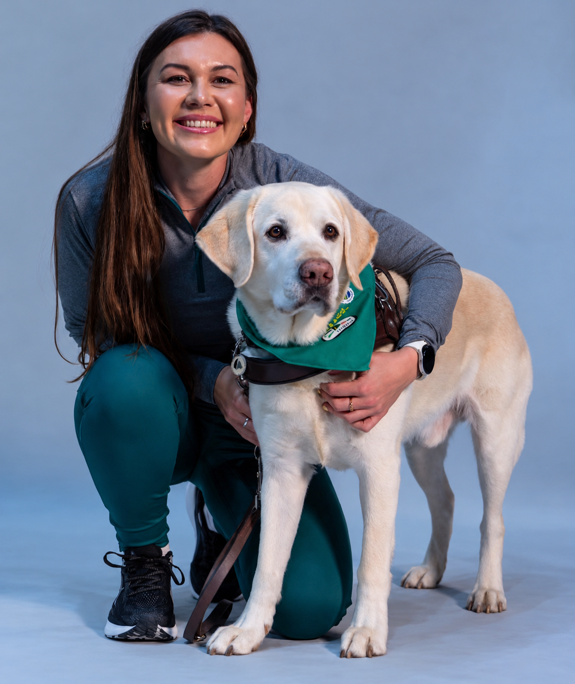 Alani Ferreira with her Guide Dog Gatsby